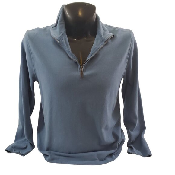 J. Crew Mercantile Men's Blue Long Sleeve Fitted ¼ Zip Pullover - Size Large - Picture 2 of 15